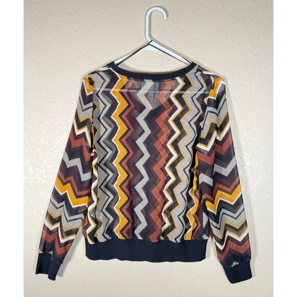 Missoni X Target Chevron V-Neck Sheer Long-Sleeve Pullover Top Multicolor - Picture 8 of 10